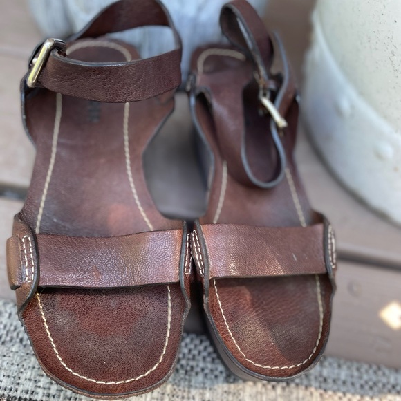 Jil Sander leather platform sandals/ wedges in gorgeous brown size 38